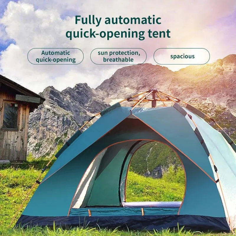 Outdoor Folding Tent – Fully Automatic Quick Open, 3-4 Person Self-Driving Camping Tent, Rain & Sun Proof, Portable