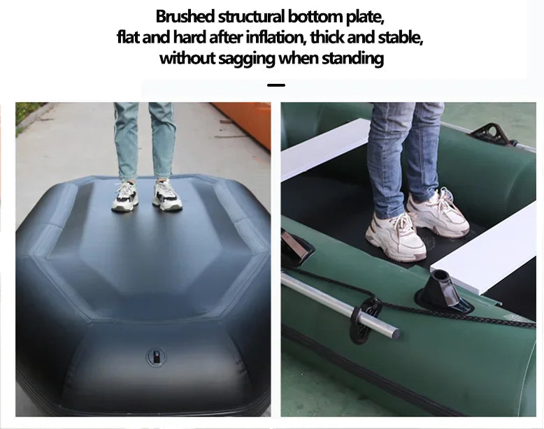 1.75–3.6m Inflatable PVC Fishing Kayak Boat – Air Deck Raft Rubber Dinghy with Clip Net, Portable Fishing Watercraft