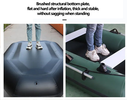 1.75–3.6m Inflatable PVC Fishing Kayak Boat – Air Deck Raft Rubber Dinghy with Clip Net, Portable Fishing Watercraft