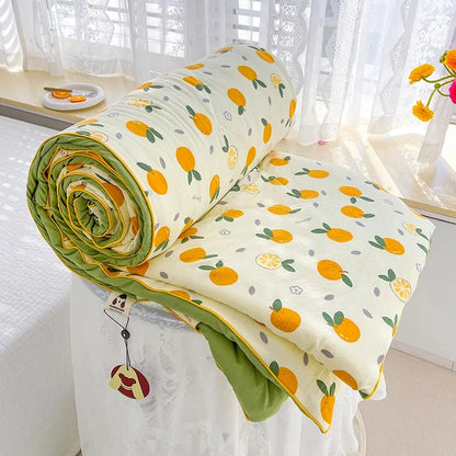 Washed Double Gauze Quilt – Lightweight Summer Comforter with Soya Fibre Filling, Soft & Breathable for Queen Size