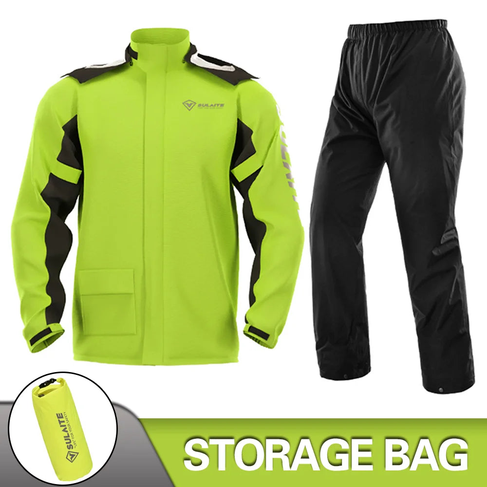 Waterproof Motorcycle Raincoat Suit – Men & Women Moto Raincoat Jacket & Pants Set for Bikers