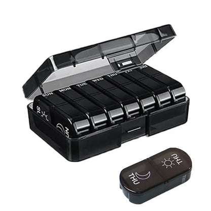 Weekly 7-Day Pill Organizer Box – Portable Medicine & Tablet Storage with Secret Compartments for Travel