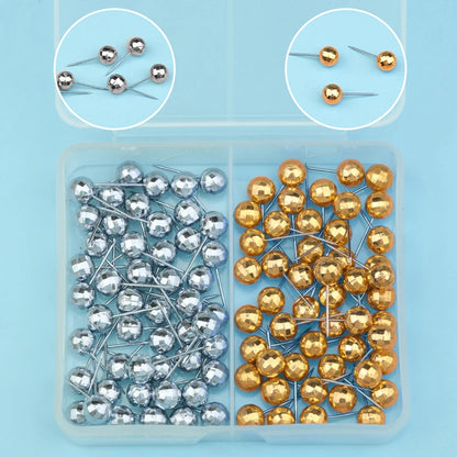Portable DIY Round Metal Head Pins — Sewing & Craft Needle Pins with Storage Box for Clothing & Beads