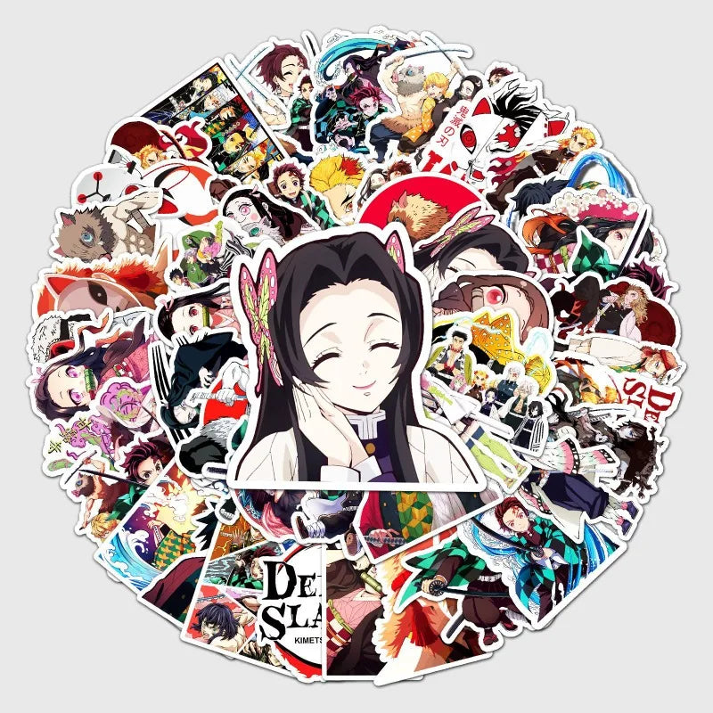Demon Slayer Anime Stickers - Kamado Nezuko and Tomioka Giyu Cartoon Graffiti Decals for Laptops, Notebooks, and DIY Decorations