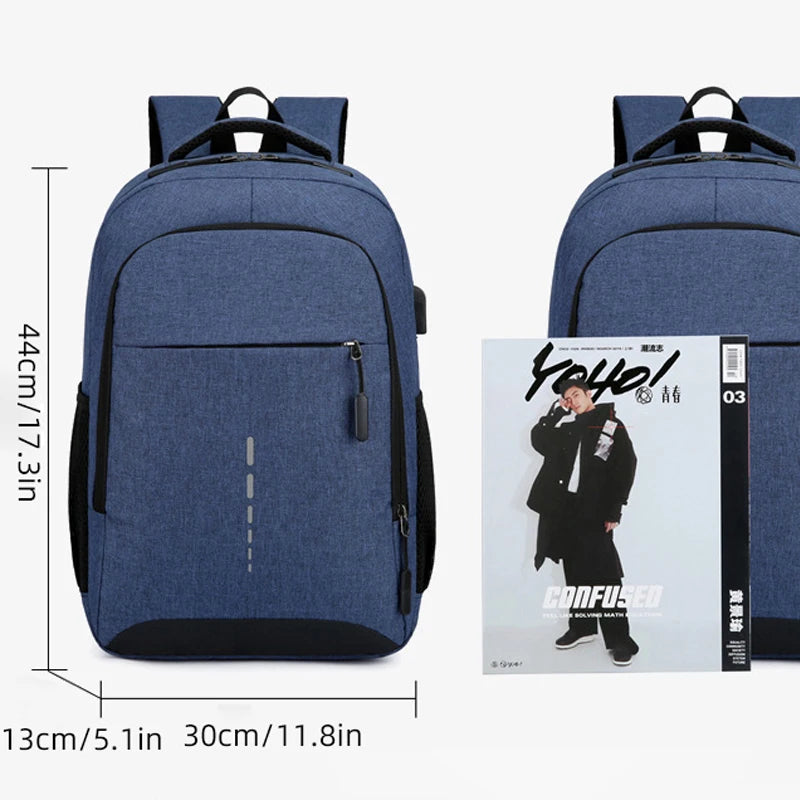 Classic Men's Waterproof Backpack - USB Charging, Large Capacity Travel and Laptop Bag for School and Casual Use