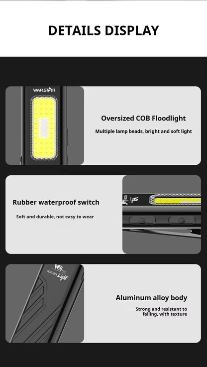 Warstar WT8 Dual-Light Flashlight – 800 Lumen Portable Work Light with Purple Light, Red Laser & Magnetic Clip