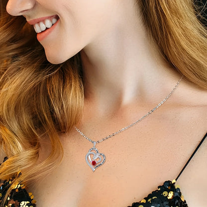 Luxury Love Heart Zircon Necklace - Rose Flower Gift Box Jewelry for Women, Girlfriends & Valentine’s Day