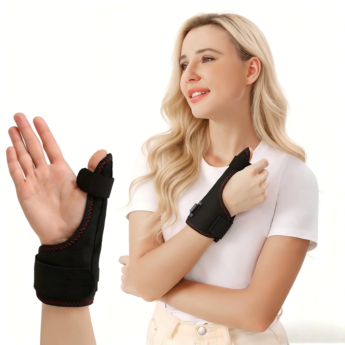 Electric Heated Thumb & Wrist Support - Vibration Massager with 3-Level Timer