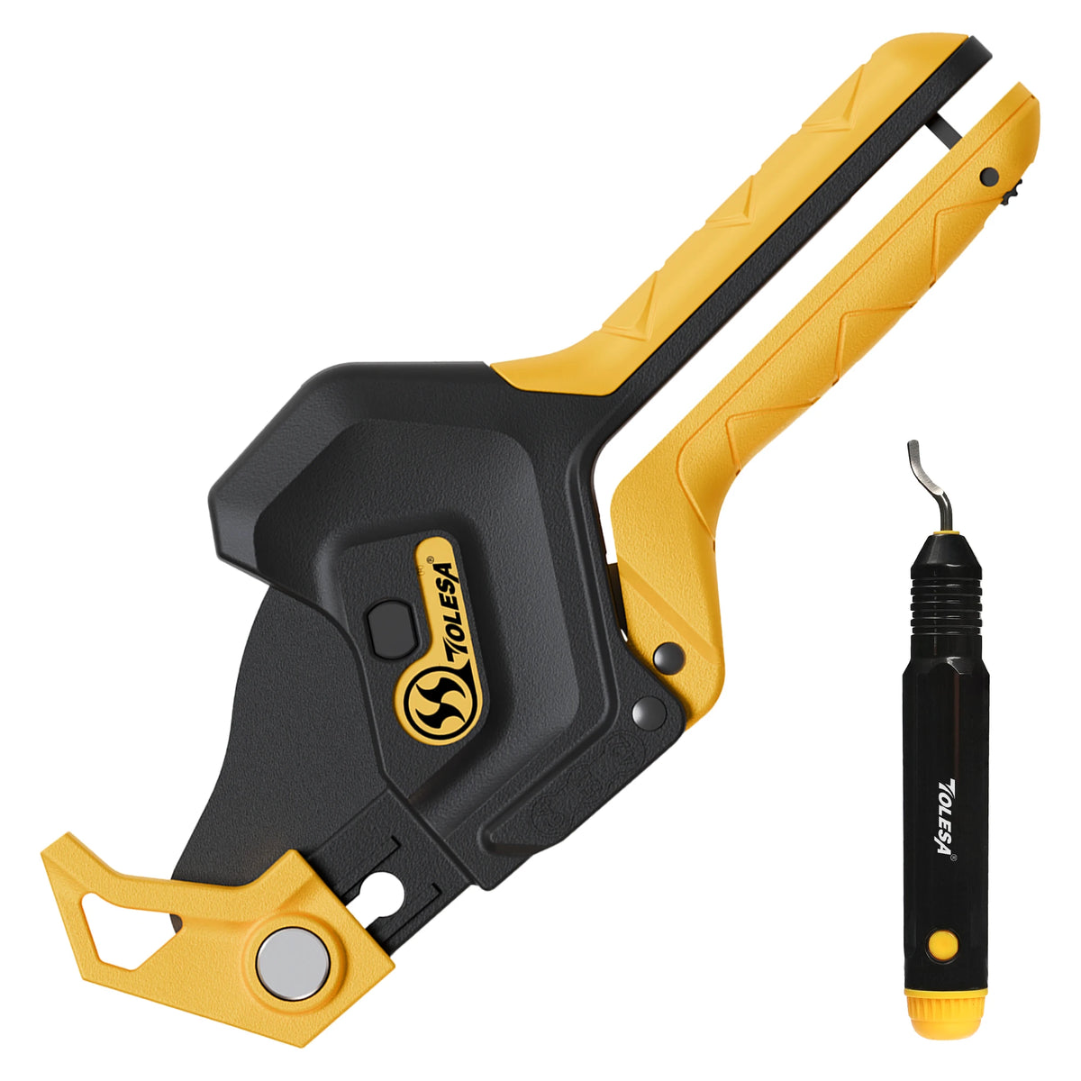 TOLESA 3-Gear Adjustable PVC Pipe Cutter - Ratchet Tool for PVC, PPR, PE & PEX up to 2-1/2"