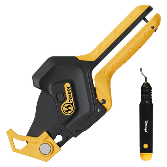 TOLESA 3-Gear Adjustable PVC Pipe Cutter - Ratchet Tool for PVC, PPR, PE & PEX up to 2-1/2"