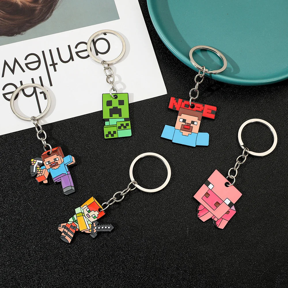 Cute Pixel World Keychain - Enamel Pendant Charm, Gaming-Inspired Jewelry Gift for Fans and Friends
