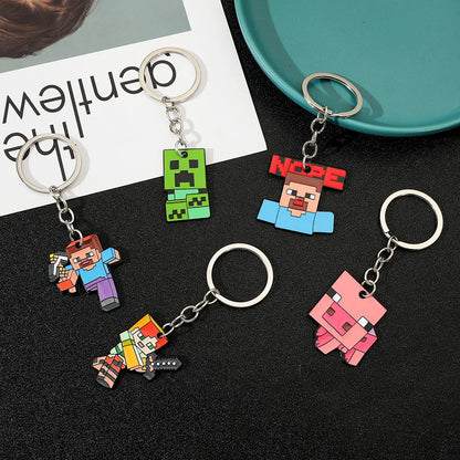 Cute Pixel World Keychain - Enamel Pendant Charm, Gaming-Inspired Jewelry Gift for Fans and Friends