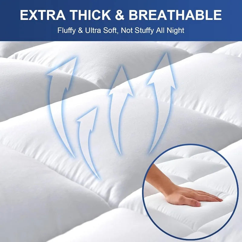 Twin XL Mattress Topper for Back Pain - Extra Thick Pillow Top Mattress Pad with 8-21 Inch Deep Pocket