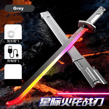 Colorful Glowing Sword Toy - LED Streamer Light Sword with Spark & Smoke Effects for Kids Christmas & Birthday Gifts
