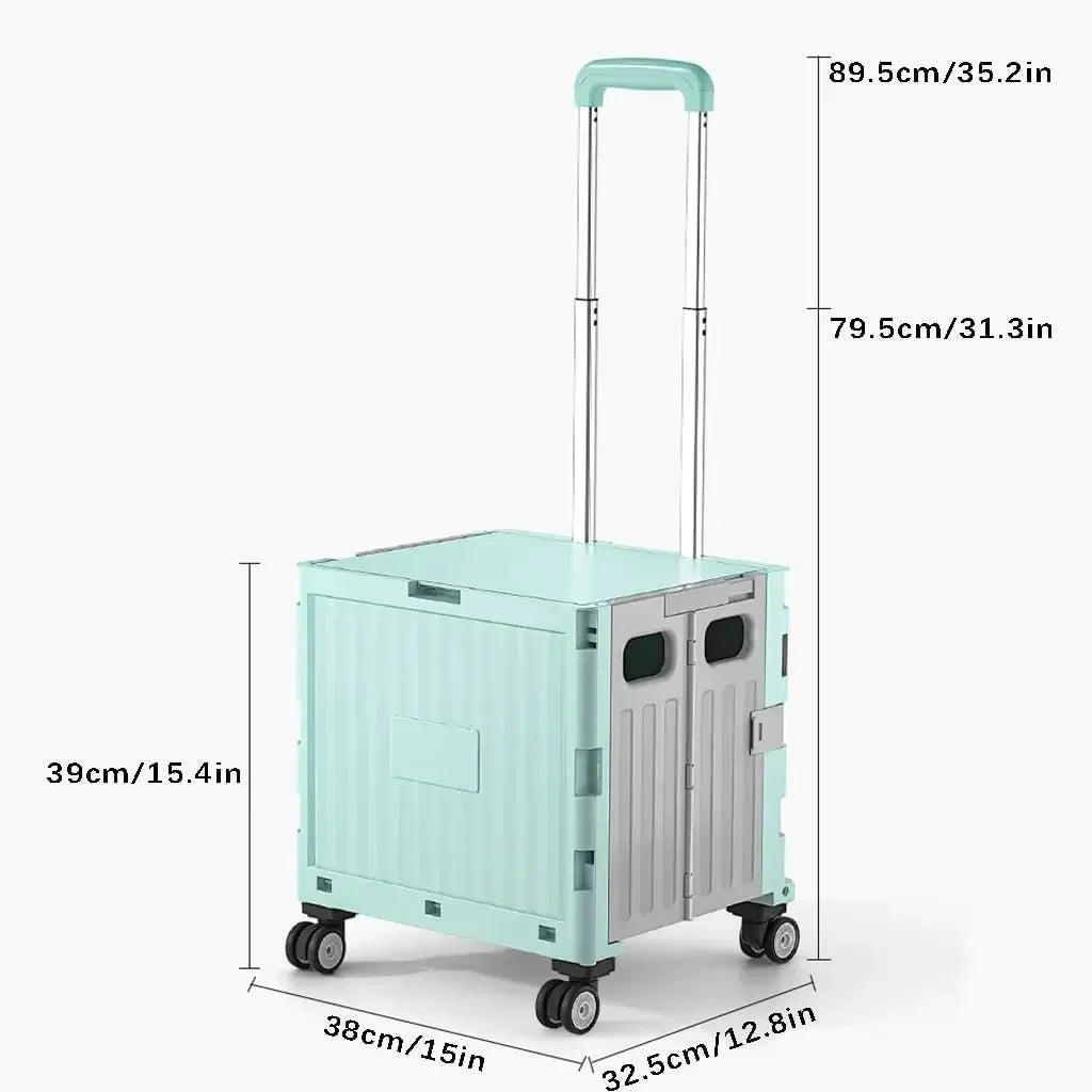 Portable Camping Trolley Storage Box - Folding Outdoor Organizer with Adjustable Handle for Picnics & Travel