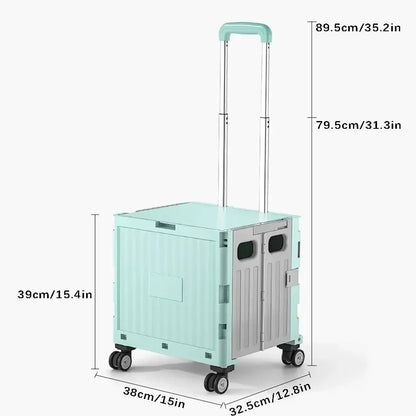 Portable Camping Trolley Storage Box - Folding Outdoor Organizer with Adjustable Handle for Picnics & Travel