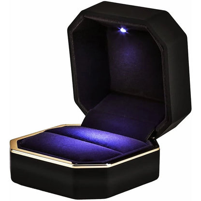 LED Jewelry Ring & Necklace Box — Luxury Velvet Display Case with Light for Engagement, Proposal & Wedding Gifts