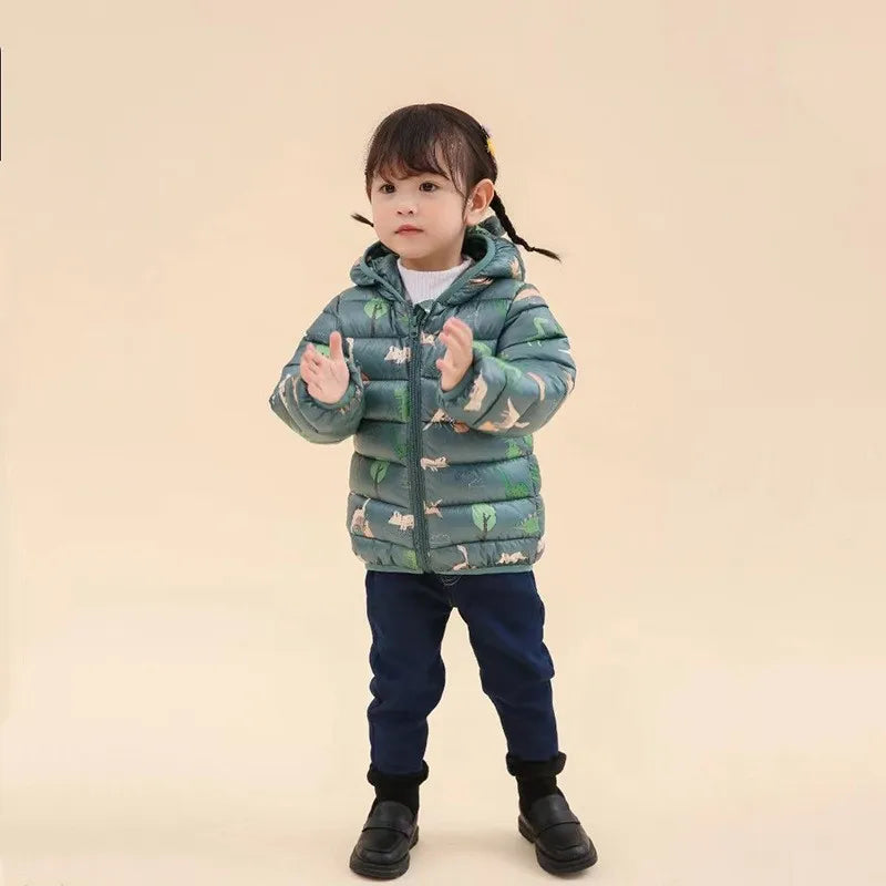 Baby Lightweight Hooded Down Jacket – Warm Zipper Coat for Boys & Girls (0-5 Years), Winter Outerwear Gift
