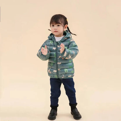 Baby Lightweight Hooded Down Jacket – Warm Zipper Coat for Boys & Girls (0-5 Years), Winter Outerwear Gift
