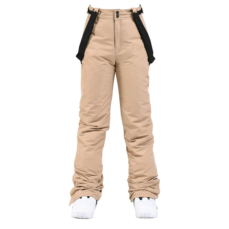 Men & Women Winter Ski Pants – Windproof Waterproof Snowboard Suspender Trousers Thick Warm Plus Size