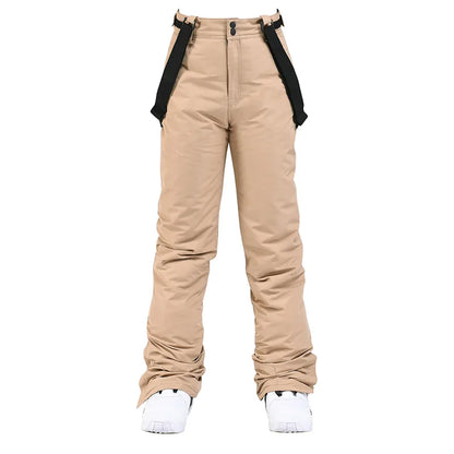 Men & Women Winter Ski Pants – Windproof Waterproof Snowboard Suspender Trousers Thick Warm Plus Size