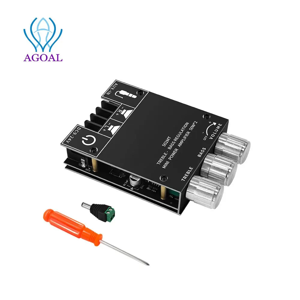 ZK-502MT Bluetooth 5.0 Stereo Subwoofer Amplifier Board | 2x50W High Power 2.0 Channel Bass AMP