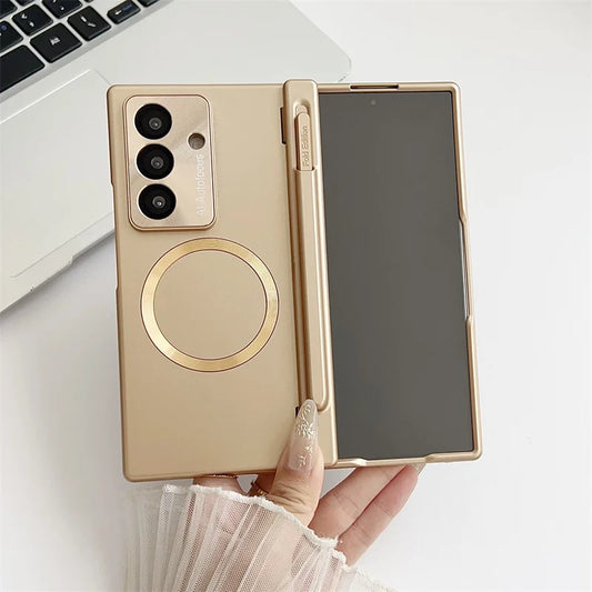 Plated PC Tempered Glass Phone Case - Anti-Fingerprint Drop Protection Cover for Samsung Galaxy Z Fold 7/6/5