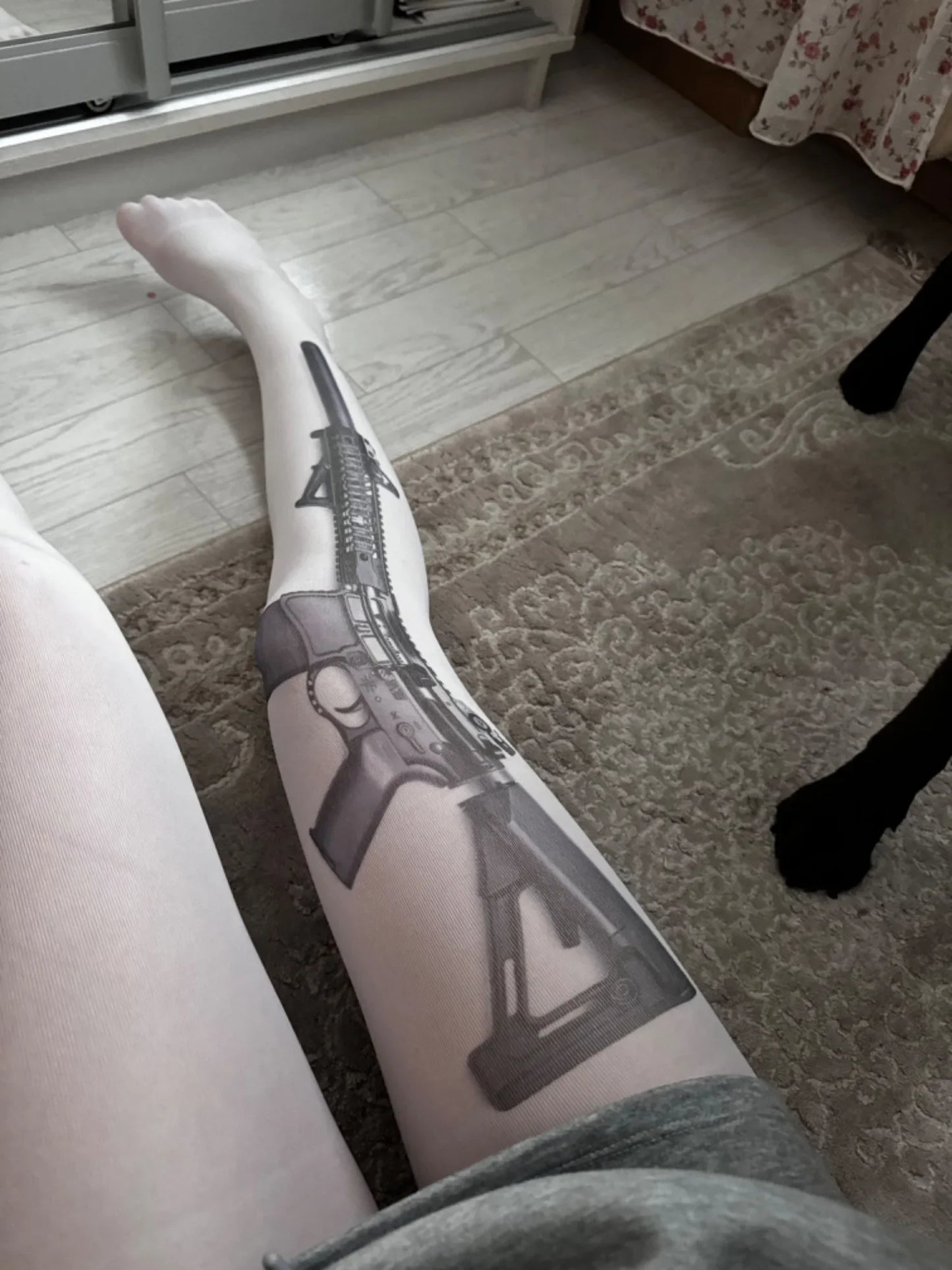 Y2K Letter Pattern Tights - Punk Black & White Sheer Stockings for Women, JK Fashion Style
