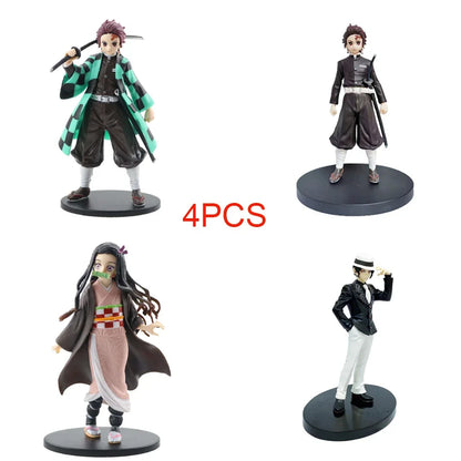 Anime Demon Slayer Kimetsu No Yaiba Action Figures – Tanjirou, Nezuko, Zenitsu & Inosuke PVC Model Toys