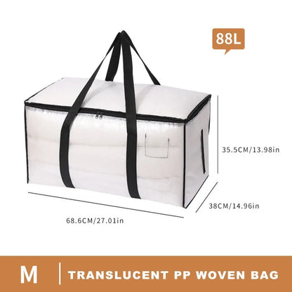 Extra Large Clear Moving Storage Bags - Heavy-Duty Zipper Totes with Handles for Clothes, Blankets & Closet Organization