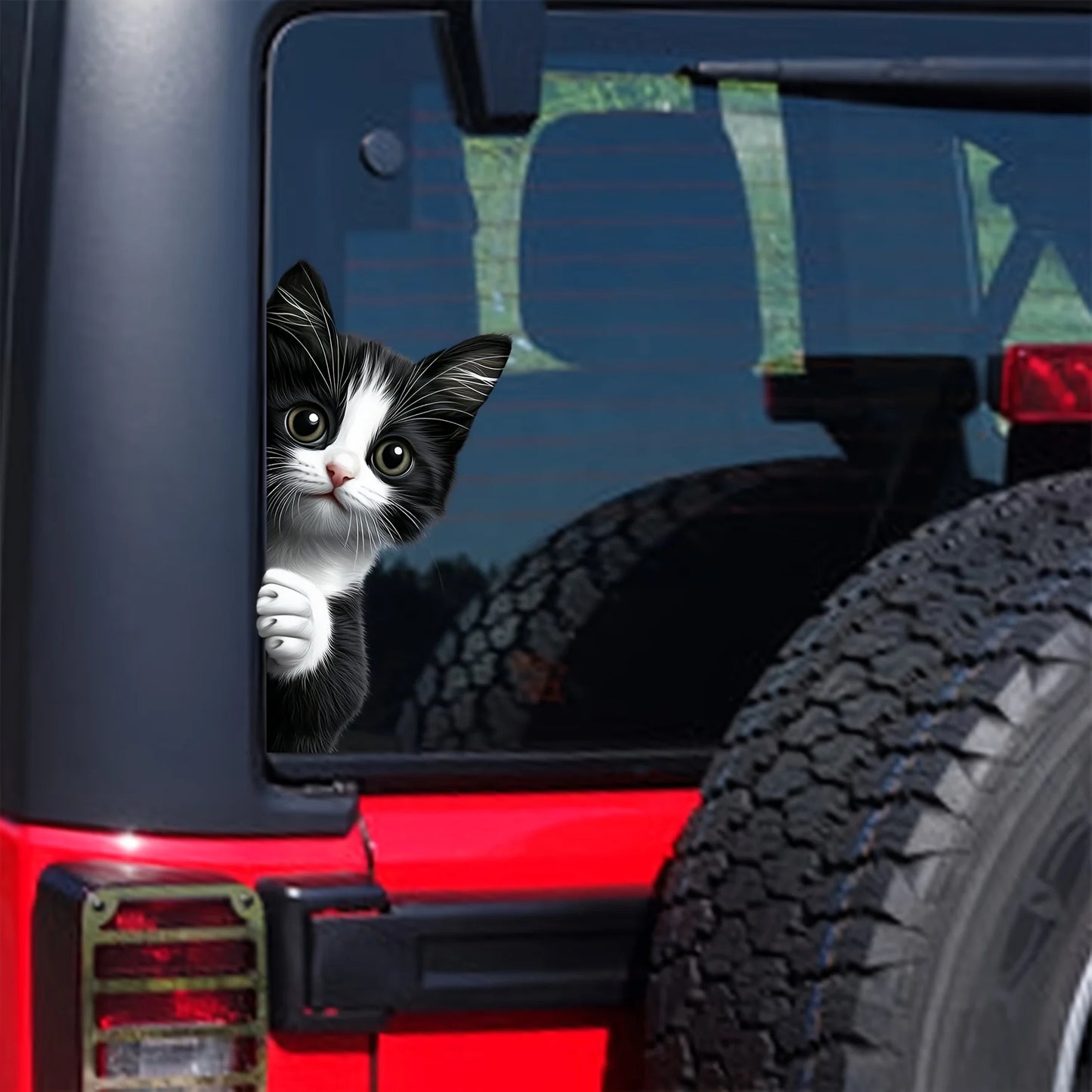 Peeking Cat Car Stickers - Waterproof Cartoon Vinyl Decals for Windows, Motorcycles & Vehicles