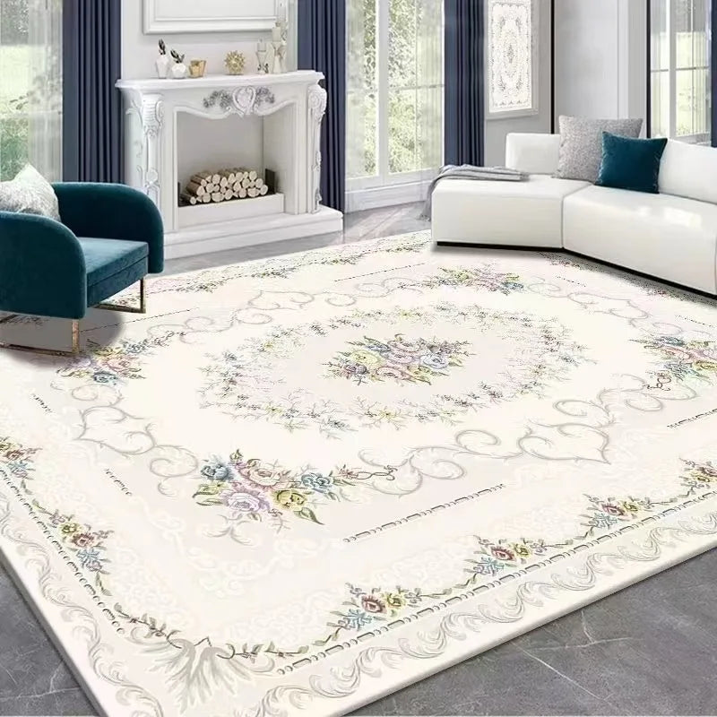French Retro Persian Crystal Velvet Rug - Non-Slip Large Area Carpet for Living Room, Bedroom & Sofa