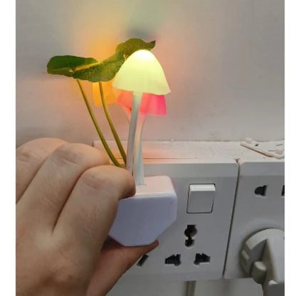 Mushroom Night Light with Light Sensor – Colorful LED Novelty Fungus Lamp 220V EU/US Plug Decorative Bedside Night Light