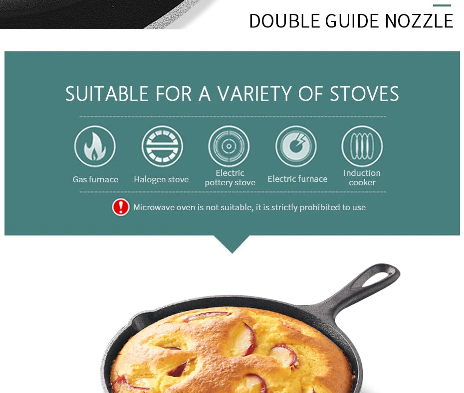 Cast Iron Frying Pan – 14/16/20cm Non-Stick Skillet for Omelettes, Pancakes & Induction Cooking