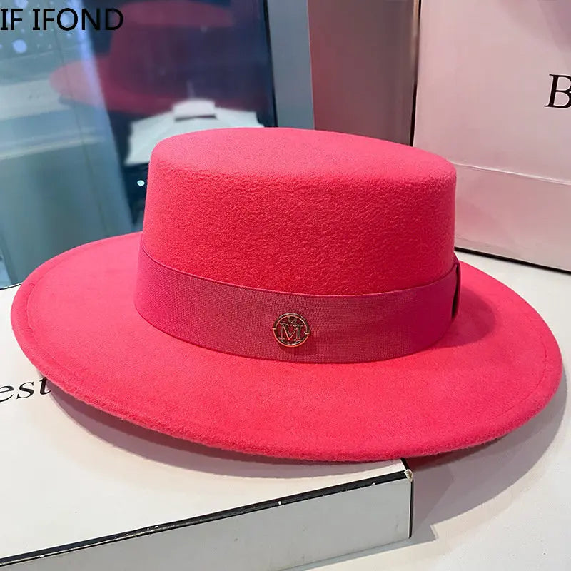 Fedora Hats for Women and Men - Elegant Fashion Bowler Dress Caps with Ribbon Band, Felt Jazz Hat for Weddings, Church, Panama Style