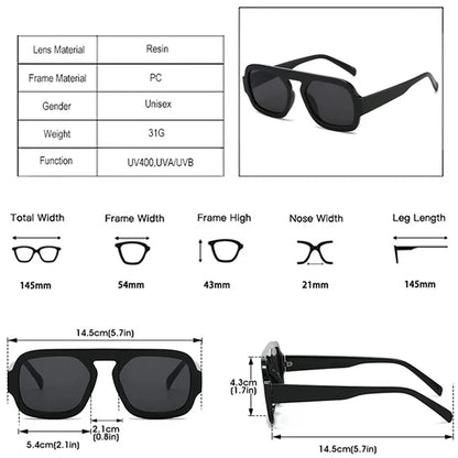 JNPCXI Retro Square Sunglasses – Fashion Gradient UV400 Shades for Men & Women, Punk Style
