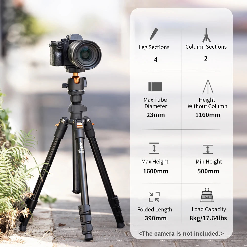 Aluminum Alloy Camera Tripod Stand – Low Angle Photography Travel Tripod with Carrying Bag for DSLR Cameras