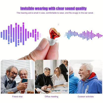 Invisible CIC Hearing Aid - Mini Portable Sound Amplifier for Seniors & Adults, Discreet Hearing Device
