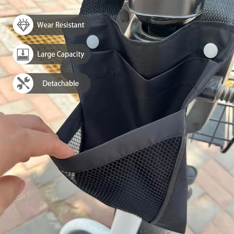 Detachable Front Bicycle Storage Bag – Large Capacity Handlebar Basket with Mobile Phone Pocket