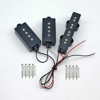 Alnico 5 Bass Pickup Set - PB & JB Bridge Pickup with Black ABS Bobbin for 4-String Bass Guitar