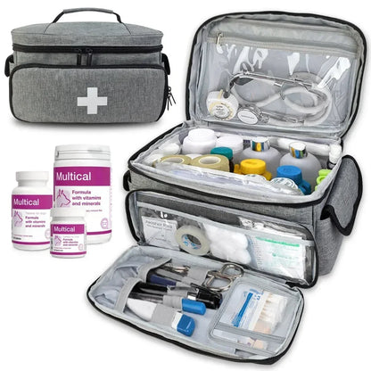 Travel First Aid Kit Bag – Multifunctional Medical Storage Organizer with Layered Medicine Boxes for Home & On-the-Go