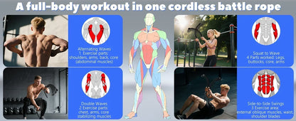 2PCS Cordless Battle Rope — Multifunctional Home Gym Training System for Full-Body Strength & Arm Workout, Unisex