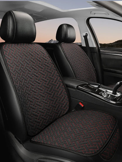 Universal Linen Car Seat Cushion - All-Season Driver Seat Cover with Waist Support