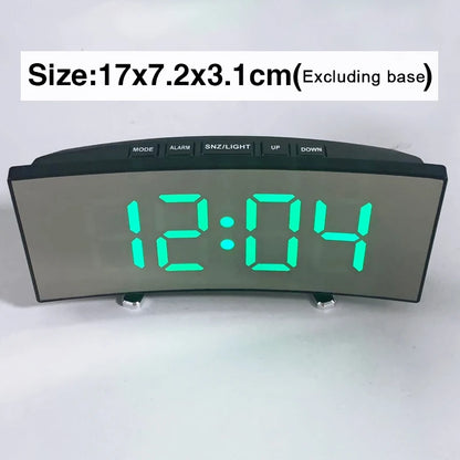Noiseless LED Mirror Alarm Clock — Large Digital Display Silent Electronic Clock