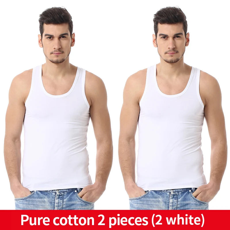 Men's Thin Cotton Vest – Solid Color, Slim Fit Sleeveless Shirt for Casual Wear, Fitness & All-Season Comfort
