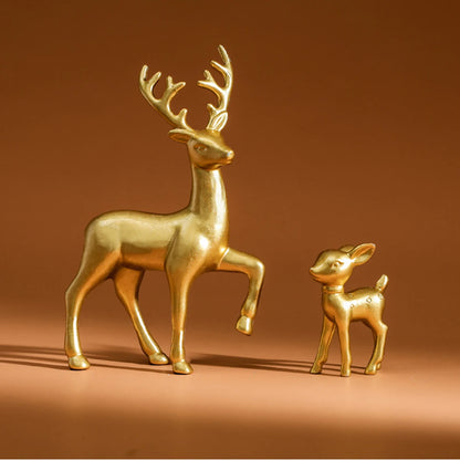 2-Piece Mother & Baby Deer Figurines – Cute Kawaii Sculptures for Kids Room & Christmas Home Decor