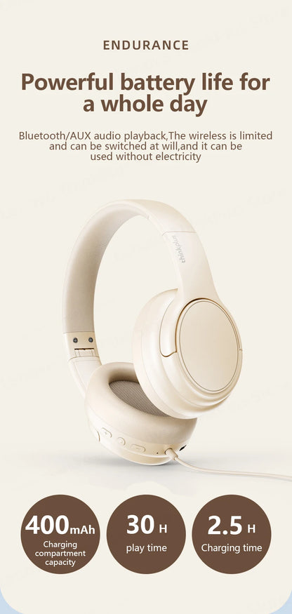 Original Lenovo TH20 Wireless Bluetooth 5.3 Headphones - Dual Mode, Foldable Sport Headset, Music & Gaming Earphones