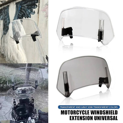 Universal Motorcycle Windshield Extension - Adjustable Clamp-On Windscreen Spoiler Deflector for All Bikes