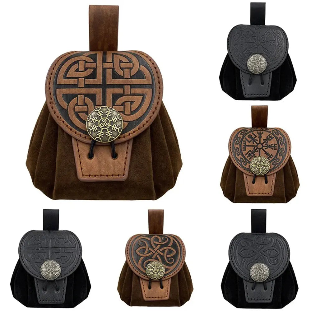 Steampunk PU Leather Fanny Pack for Men – Medieval Cosplay Waist Bag, Coin Purse, Hip Belt Bag