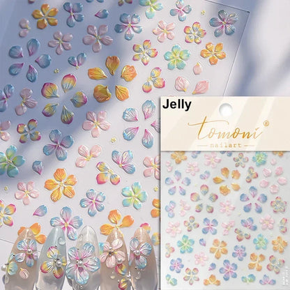 Floral Nail Art Stickers - White Rose Lily Daisy Peony Cherry Blossom & Magnolia Manicure Decals for DIY Nails